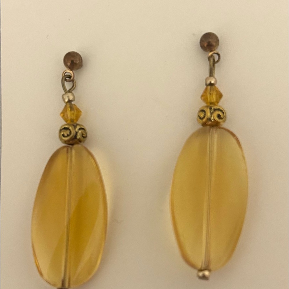 Elegant Gold Lucite Dangle Earrings